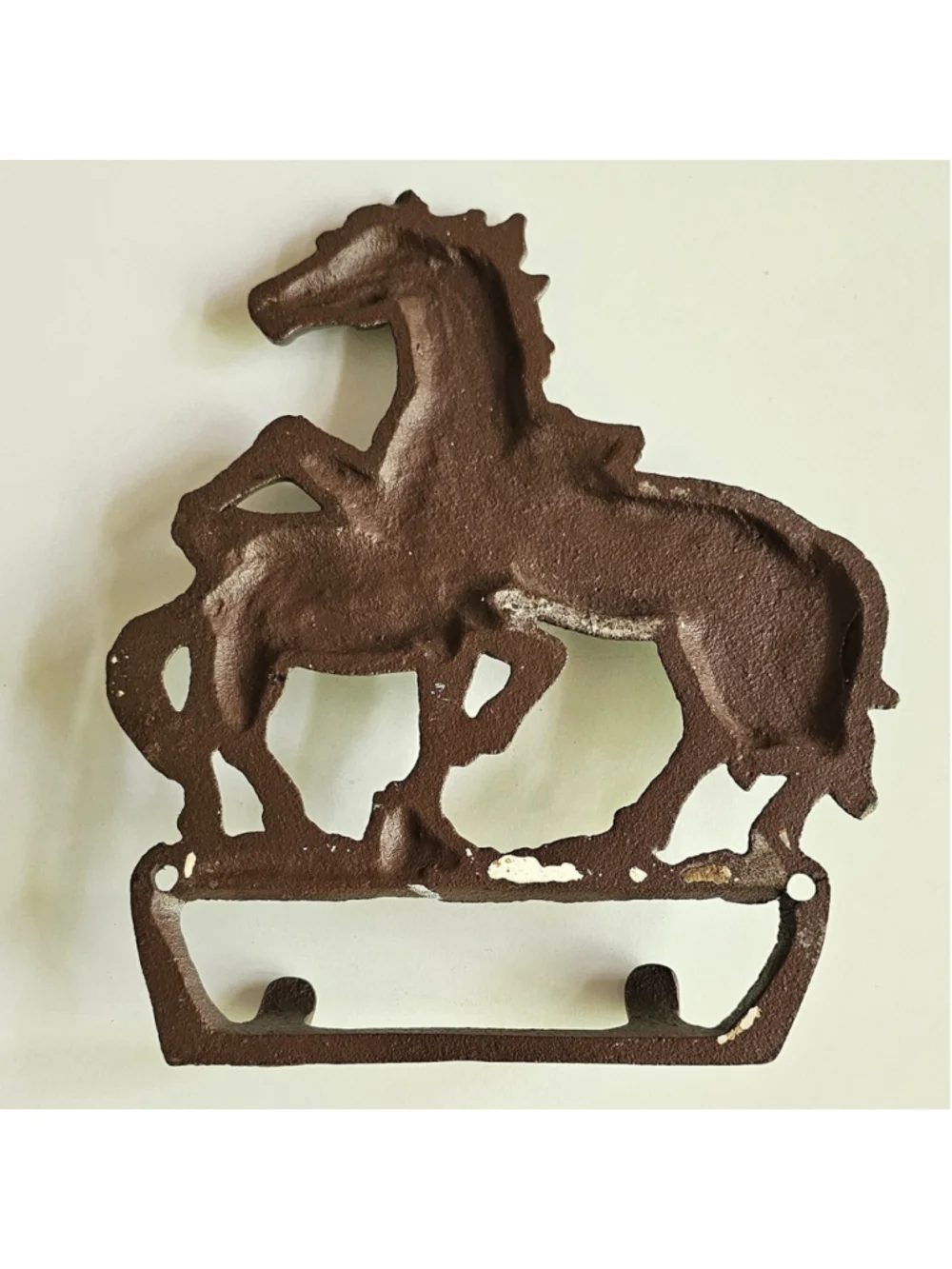 Vintage Cast Iron Horse Wall Hook Mare and Foal Towel Tack Hanger Rustic 7.5